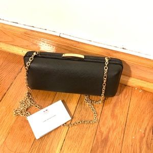 Coach black clutch with cross body chain